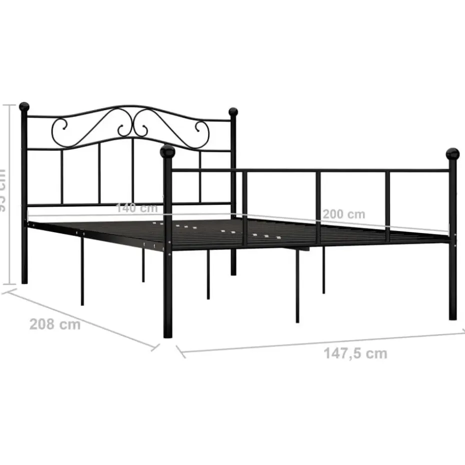 vidaXL - Tweepersoonbed -Zwart - Metaal - 140x200 cm