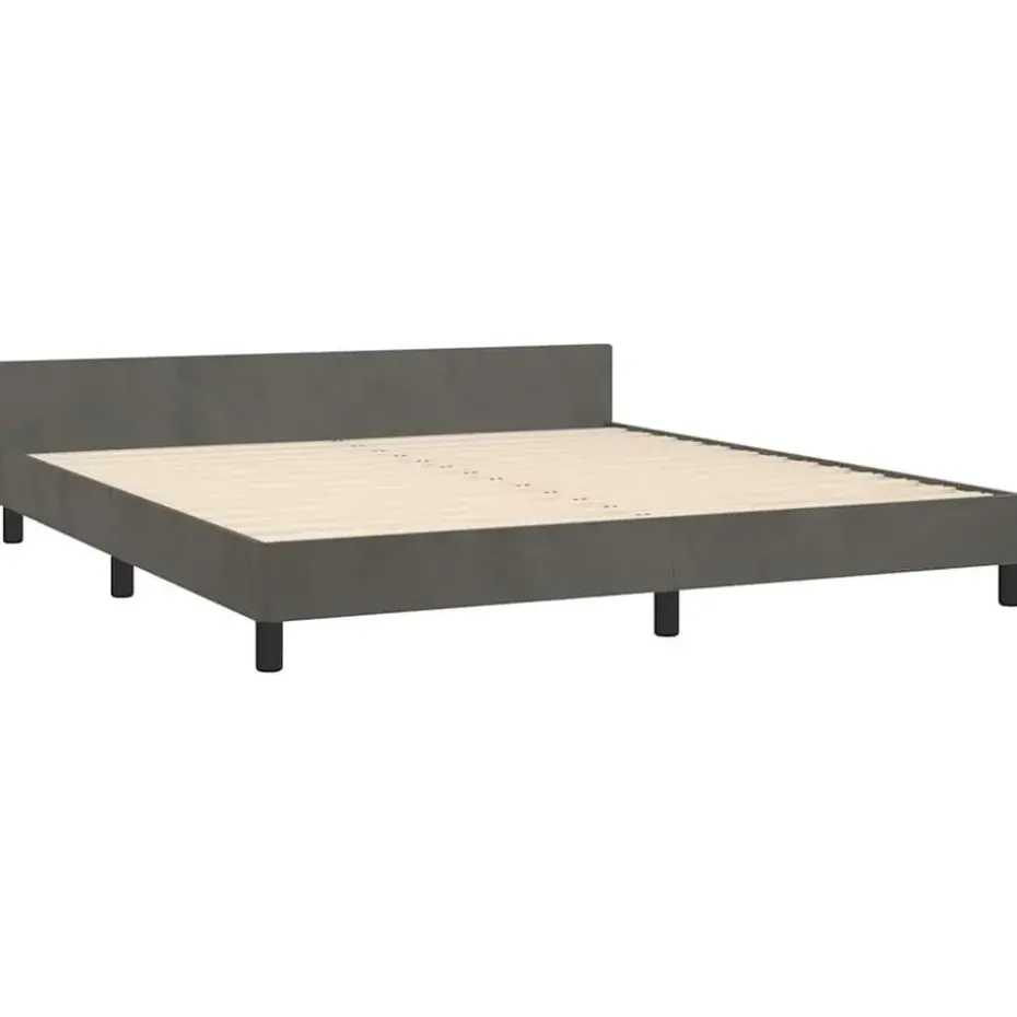 vidaXL - Tweepersoonsbed - Donkergrijs - Fluweel - 160x200 cm