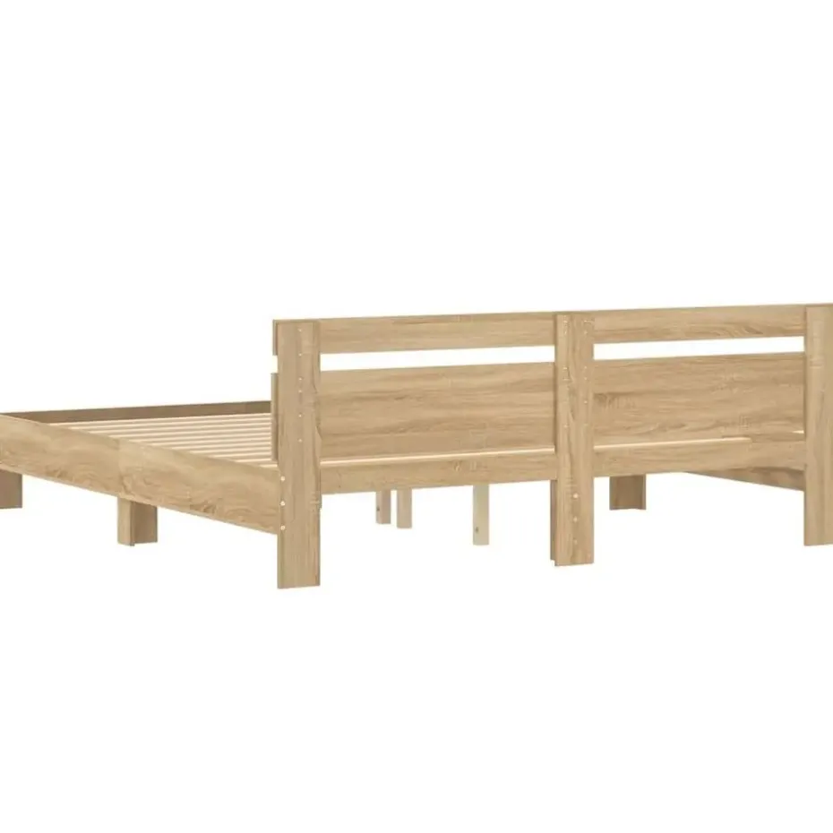 vidaXL - Tweepersoonsbed met hoofdbord - Sonoma eikenkleurig - 160x200 cm