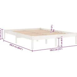 vidaXL - Tweepersoonsbed met latten en poten - Wit - Massief hout - 180x200 cm