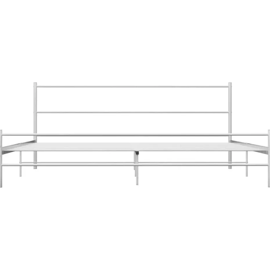 vidaXL - Tweepersoonsbed met hoofdbord - Wit - Metaal - 160x200 cm