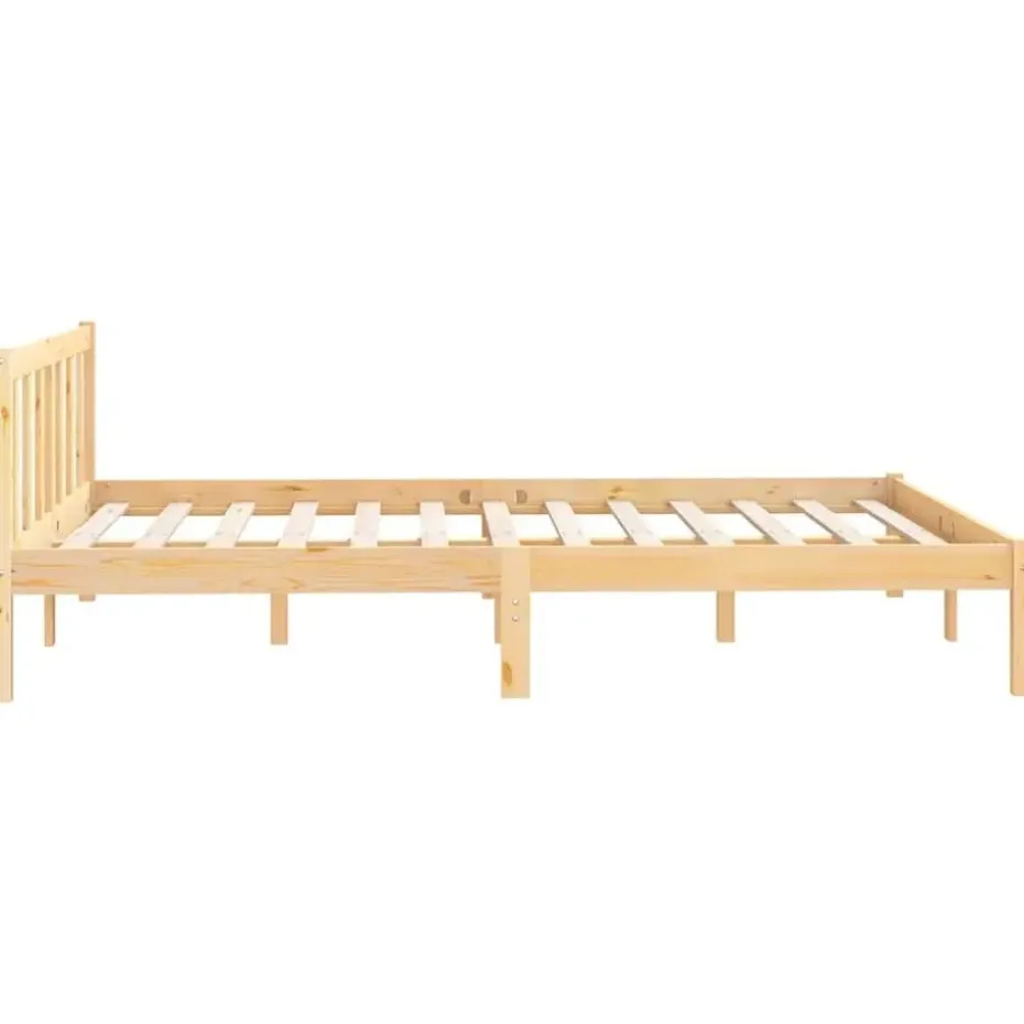 vidaXL - Tweepersoonsbed met hoofdeinde - Naturel - Grenenhout - 160x200 cm