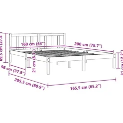vidaXL - Tweepersoonsbed met hoofdeinde - Naturel - Grenenhout - 160x200 cm