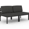 vidaXL - Tweezitsbank - Antraciet - Aluminium