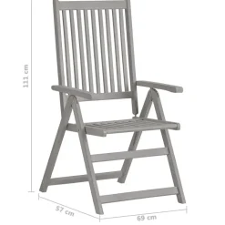 vidaXL - verstelbaar Tuinset 4-zits grijs massief acaciahout - (150-200)x100 cm
