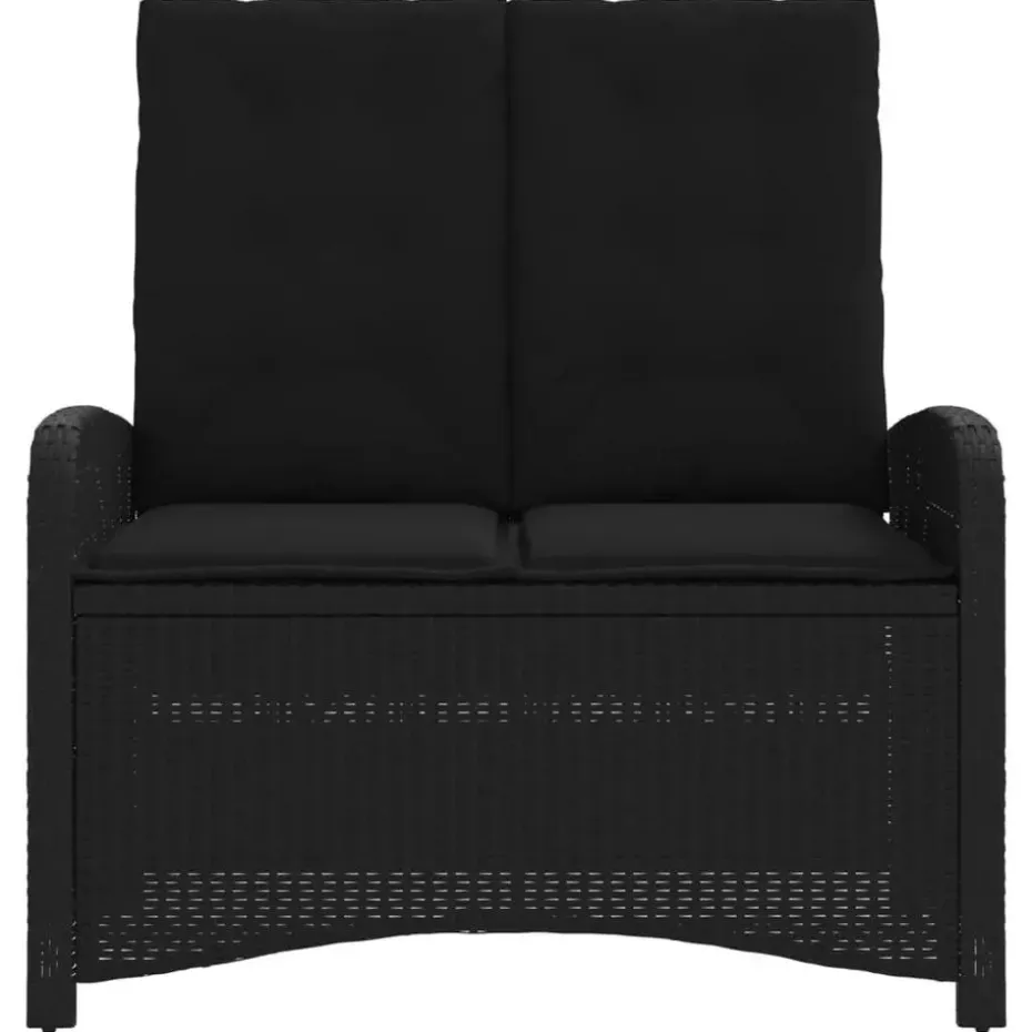 vidaXL - Verstelbare loungebank met kussens - Zwart - Poly rattan - 105x59x93 cm