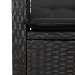 vidaXL - Verstelbare loungebank met kussens - Zwart - Poly rattan - 104x59x93 cm