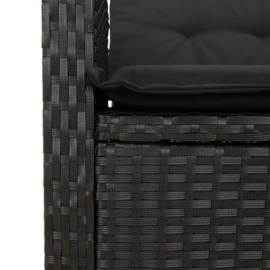 vidaXL - Verstelbare loungebank met kussens - Zwart - Poly rattan - 104x59x93 cm