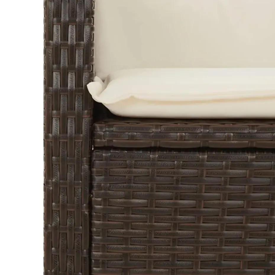 vidaXL - Verstelbare loungebank met crème kussens - Bruin rattan - 105x59x93 cm