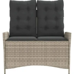 vidaXL - Verstelbare loungebank met kussens - Lichtgrijs rattan - 104x59x93 cm
