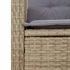vidaXL - Verstelbare loungebank met grijs kussens - Beige rattan - 105x66x93 cm