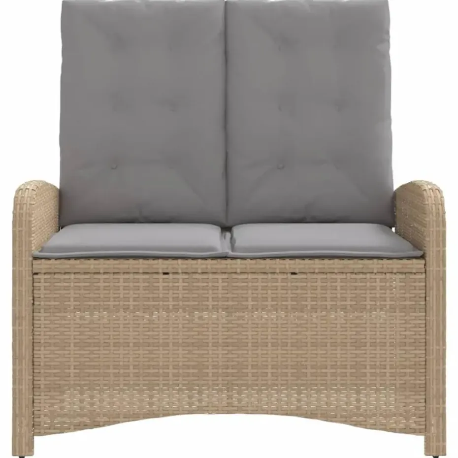 vidaXL - Verstelbare loungebank met grijs kussens - Beige rattan - 105x59x93 cm