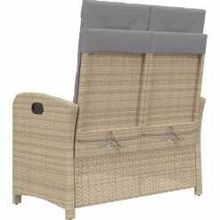 vidaXL - Verstelbare loungebank met grijs kussens - Beige rattan - 105x59x93 cm