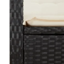 vidaXL - Verstelbare loungebank met crème kussens - Zwart rattan - 105x66x93 cm