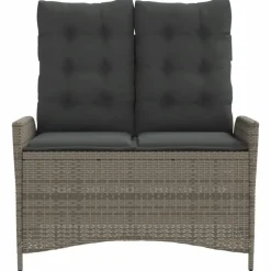vidaXL - Verstelbare loungebank met kussens - Grijs - Poly rattan - 104x59x93 cm