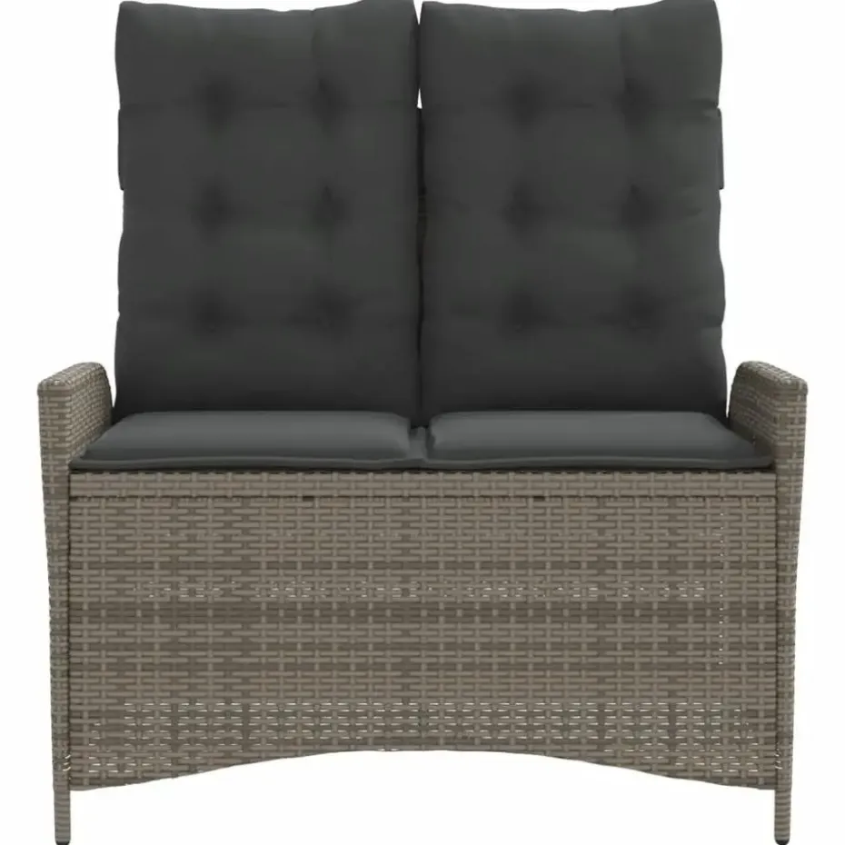 vidaXL - Verstelbare loungebank met kussens - Grijs - Poly rattan - 104x59x93 cm