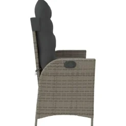 vidaXL - Verstelbare loungebank met kussens - Grijs - Poly rattan - 104x59x93 cm