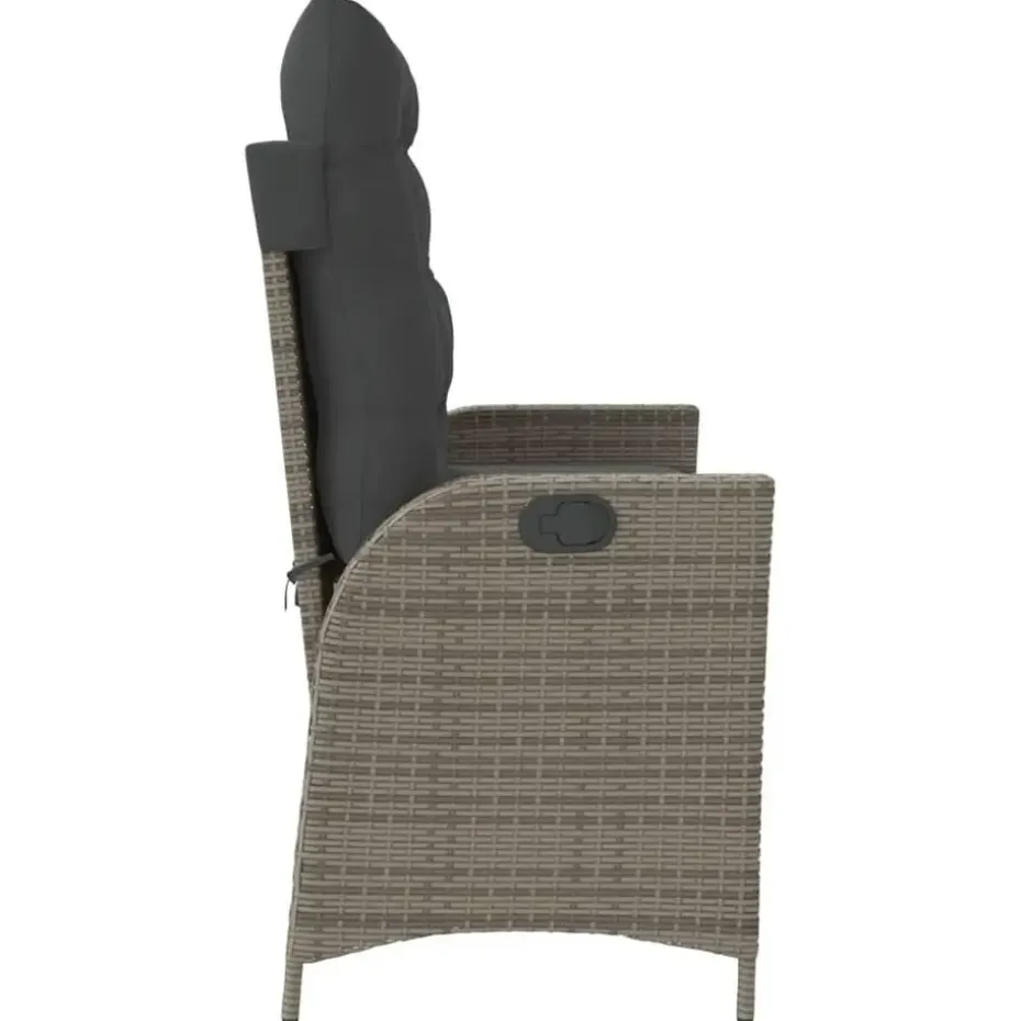 vidaXL - Verstelbare loungebank met kussens - Grijs - Poly rattan - 104x59x93 cm