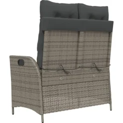 vidaXL - Verstelbare loungebank met kussens - Grijs - Poly rattan - 104x59x93 cm