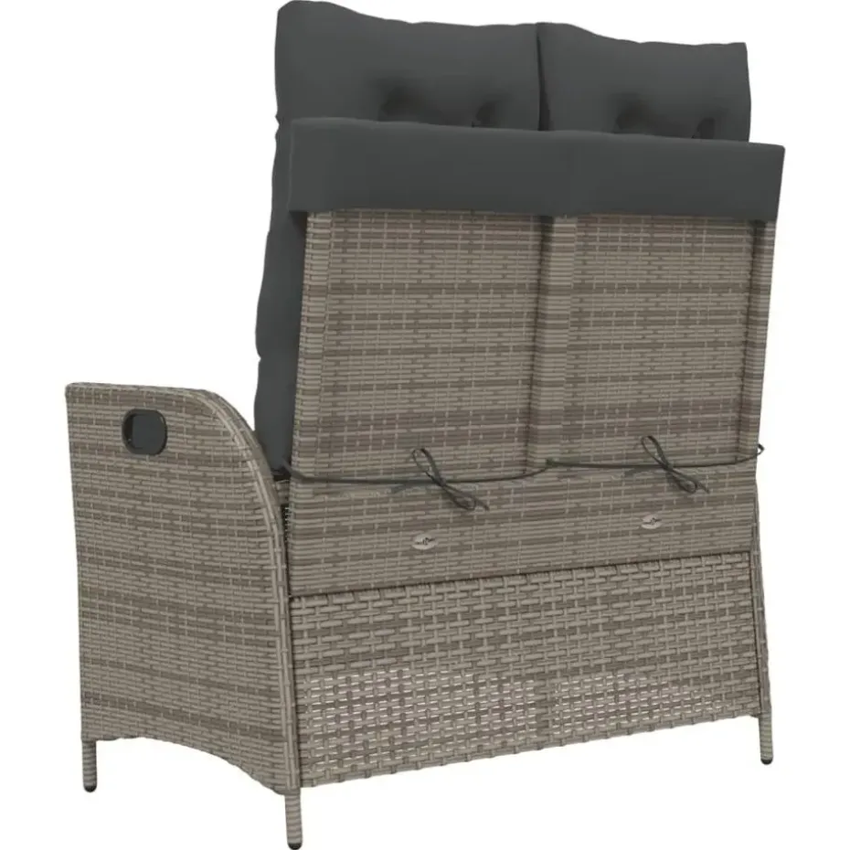 vidaXL - Verstelbare loungebank met kussens - Grijs - Poly rattan - 104x59x93 cm