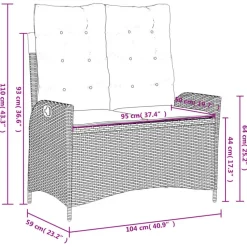 vidaXL - Verstelbare loungebank met kussens - Grijs - Poly rattan - 104x59x93 cm