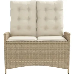 vidaXL - Verstelbare loungebank met crème kussens - Beige rattan - 104x59x93 cm