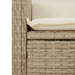 vidaXL - Verstelbare loungebank met crème kussens - Beige rattan - 104x59x93 cm