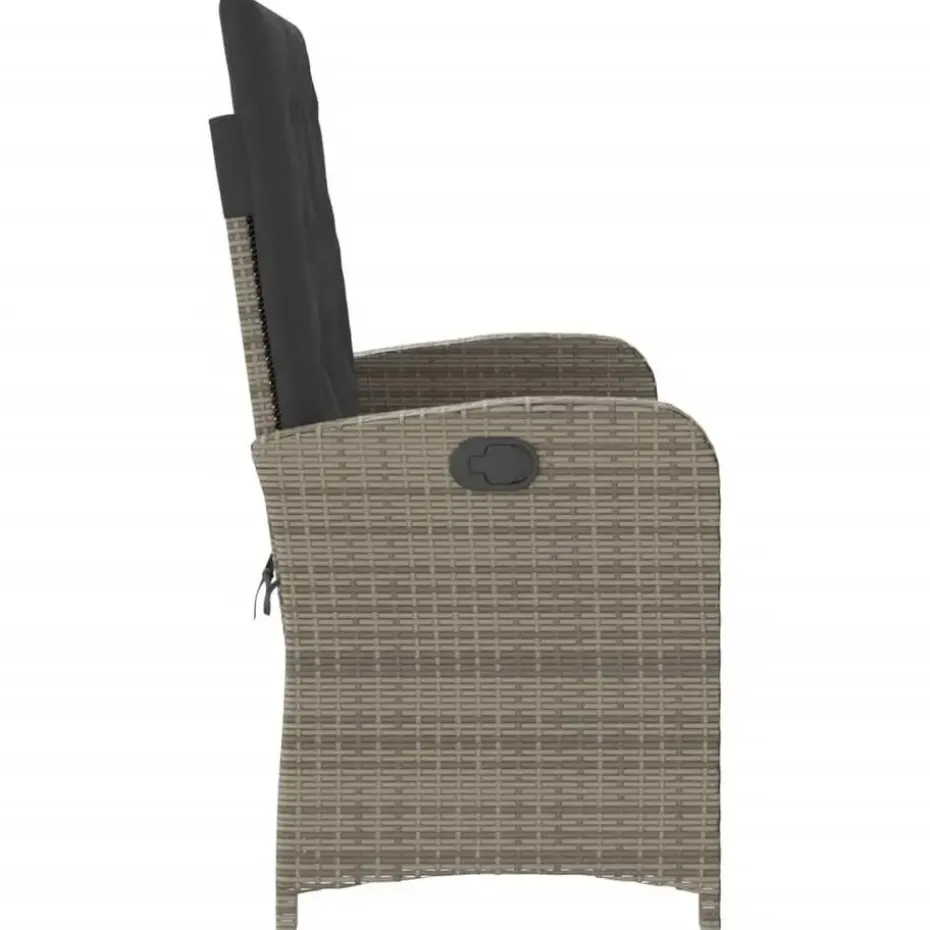 vidaXL - Verstelbare loungebank met kussens - Grijs - Poly rattan - 105x59x93 cm