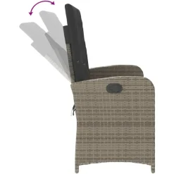 vidaXL - Verstelbare loungebank met kussens - Grijs - Poly rattan - 105x59x93 cm