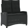 vidaXL - Verstelbare loungebank met kussens - Zwart - Poly rattan - 105x66x93 cm