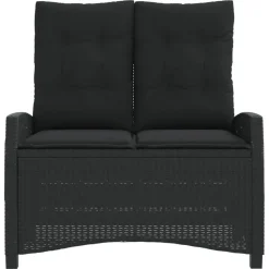 vidaXL - Verstelbare loungebank met kussens - Zwart - Poly rattan - 105x66x93 cm