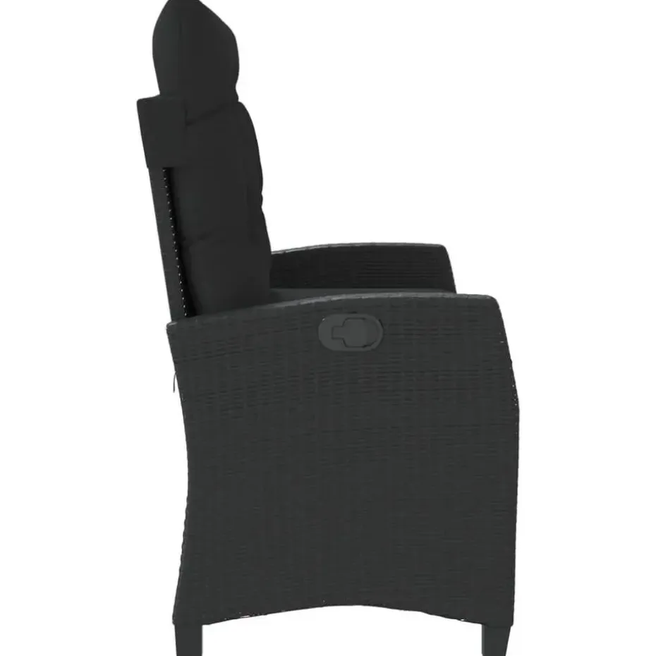 vidaXL - Verstelbare loungebank met kussens - Zwart - Poly rattan - 105x66x93 cm