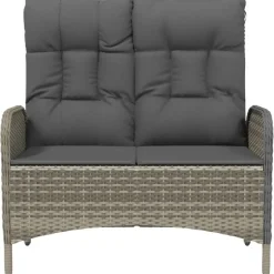 vidaXL - Verstelbare tuinbank met kussens 107 cm - Grijs - Poly rattan