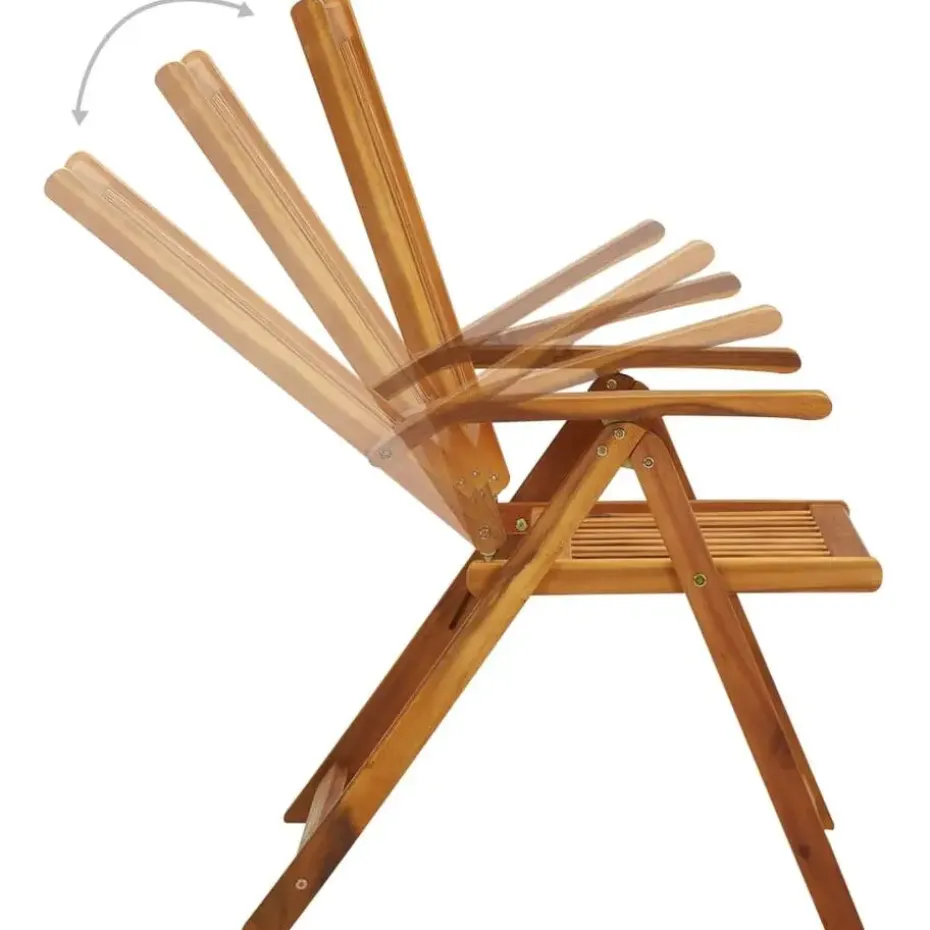 vidaXL - Verstelbare tuinstoelen met kussens - Blauw - Hout - 4 stuks
