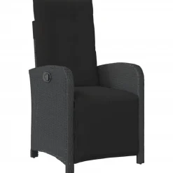 vidaXL - Verstelbare tuinstoelen - Kussens - Zwart - Poly rattan - 2 stuks