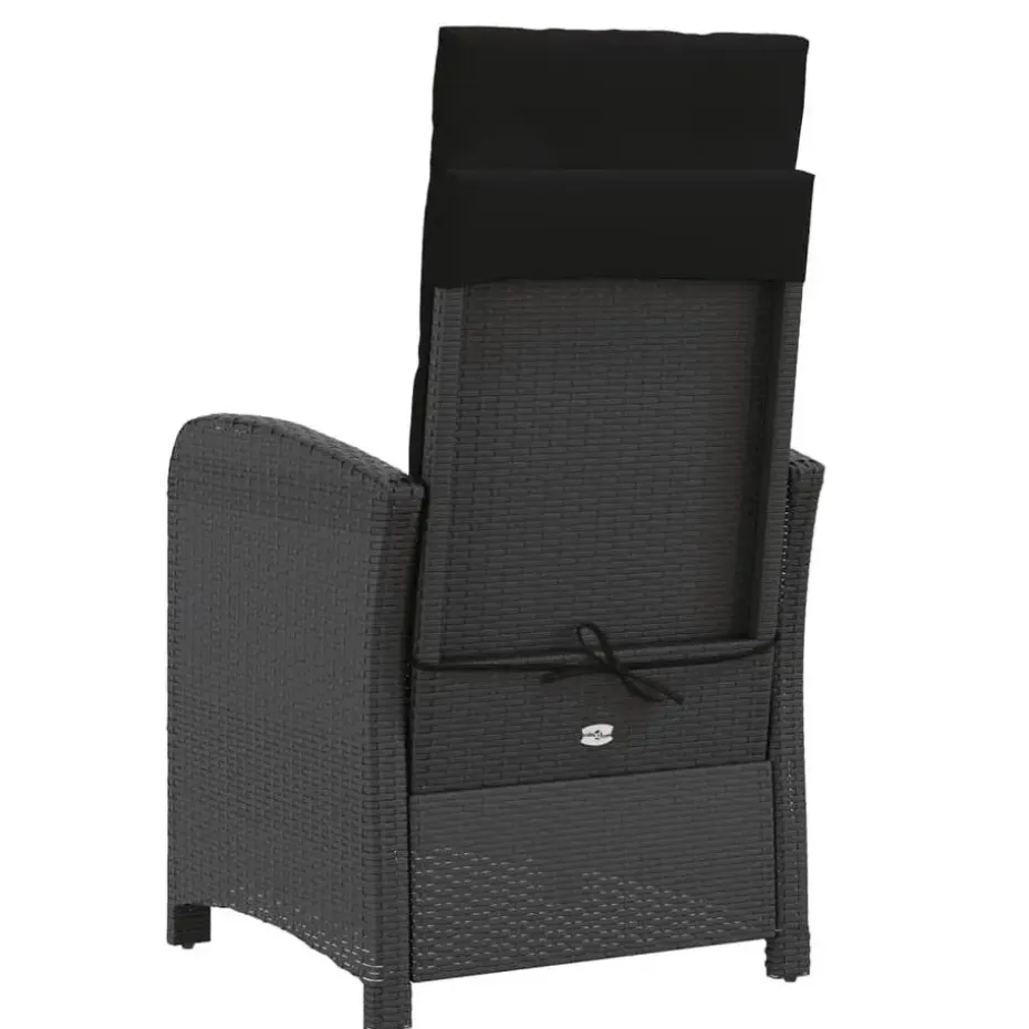 vidaXL - Verstelbare tuinstoelen - Kussens - Zwart - Poly rattan - 2 stuks