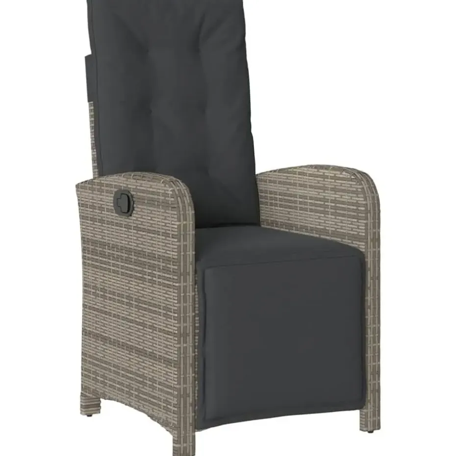 vidaXL - Verstelbare tuinstoelen - Voetensteun - Grijs - Poly rattan - 2 stuks