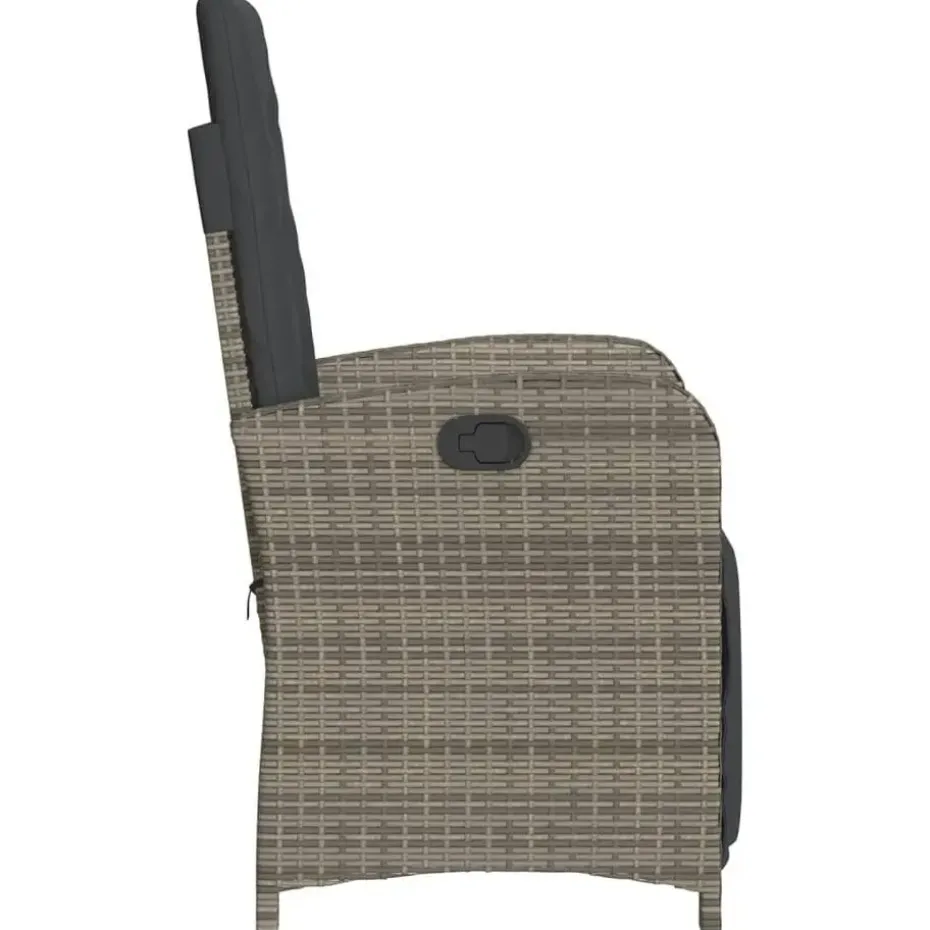 vidaXL - Verstelbare tuinstoelen - Voetensteun - Grijs - Poly rattan - 2 stuks