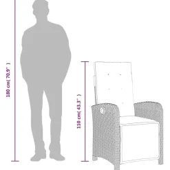 vidaXL - Verstelbare tuinstoelen en voetensteun - Grijs - Poly rattan - 2 stuks