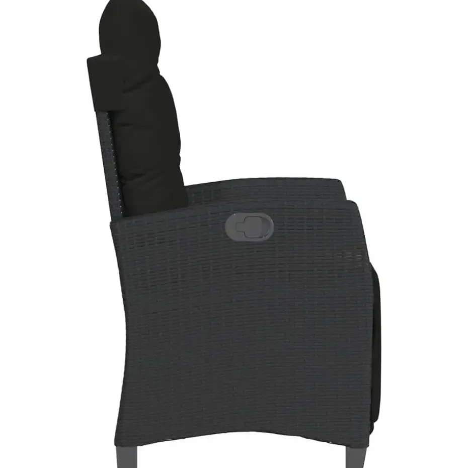 vidaXL - Verstelbare tuinstoelen met voetensteun - Zwart - Poly rattan - 2 stuks