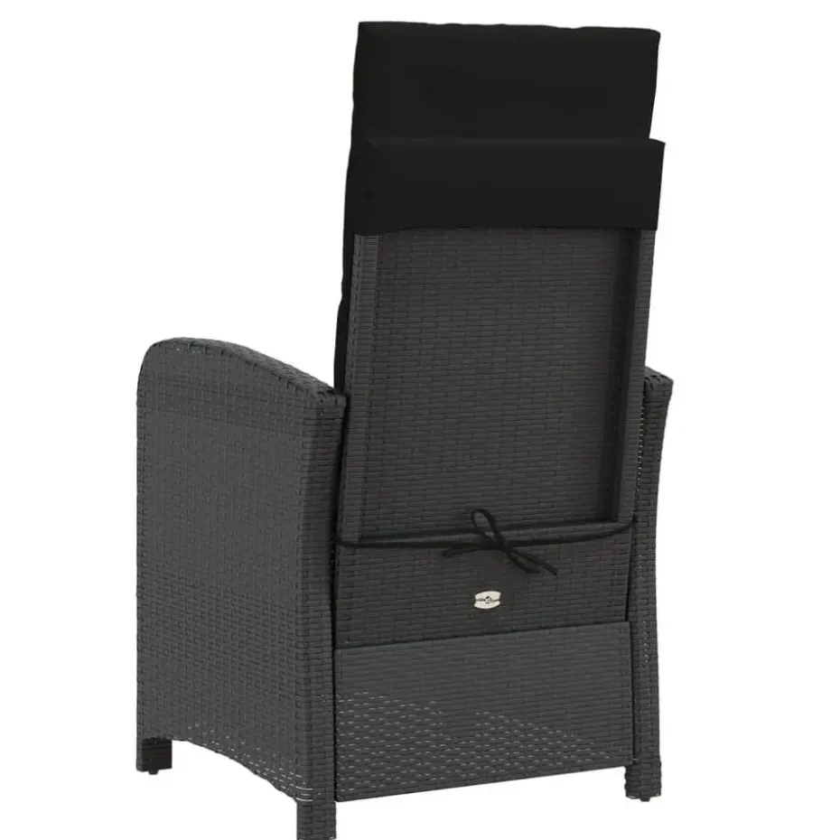 vidaXL - Verstelbare tuinstoelen met voetensteun - Zwart - Poly rattan - 2 stuks
