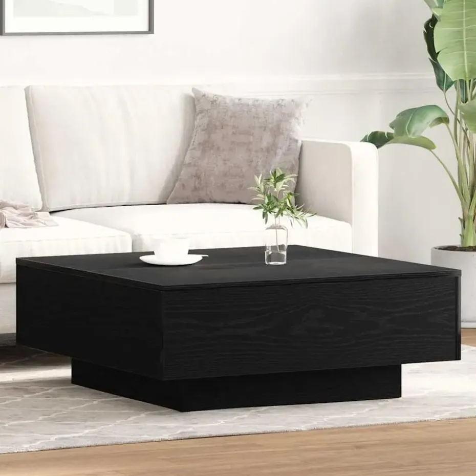 vidaXL - Vierkante salontafel - Zwart eiken - Bewerkt hout - 80x80x31 cm