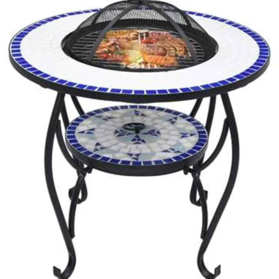 vidaXL - Vuurtafel - Blauw - Keramiek