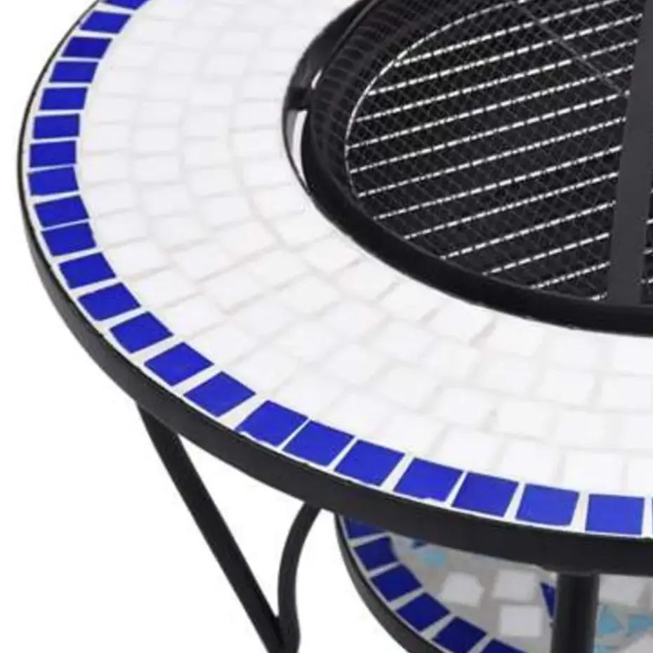 vidaXL - Vuurtafel - Blauw - Keramiek