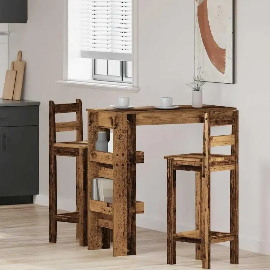 vidaXL - Wandgemonteerde bartafel - Oud hout - Bewerkt hout - 102x45 cm