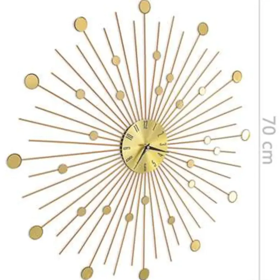 vidaXL - Wandklok - Goud - Metaal - 70 cm