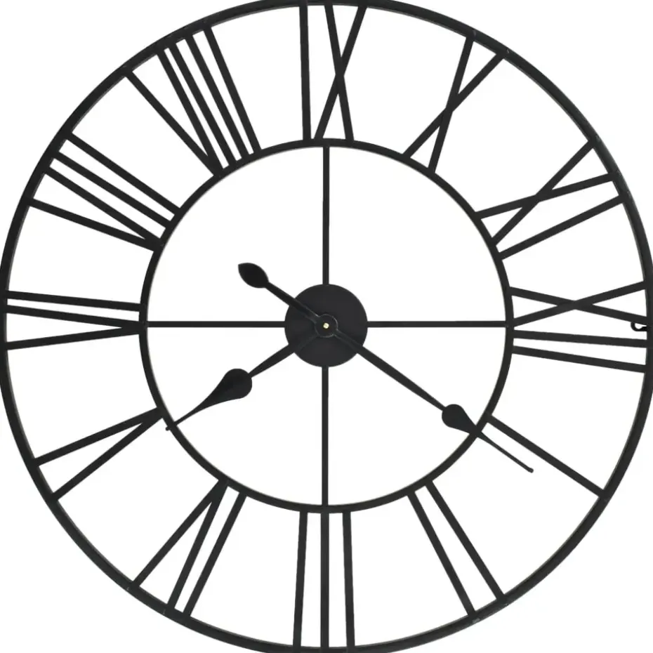 vidaXL - Wandklok - Zwart - Metaal