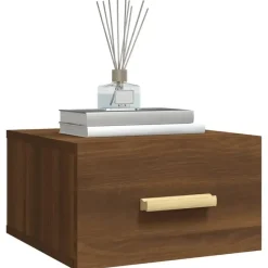 vidaXL - Wandnachtkastje - Bruin - Bewerkt hout