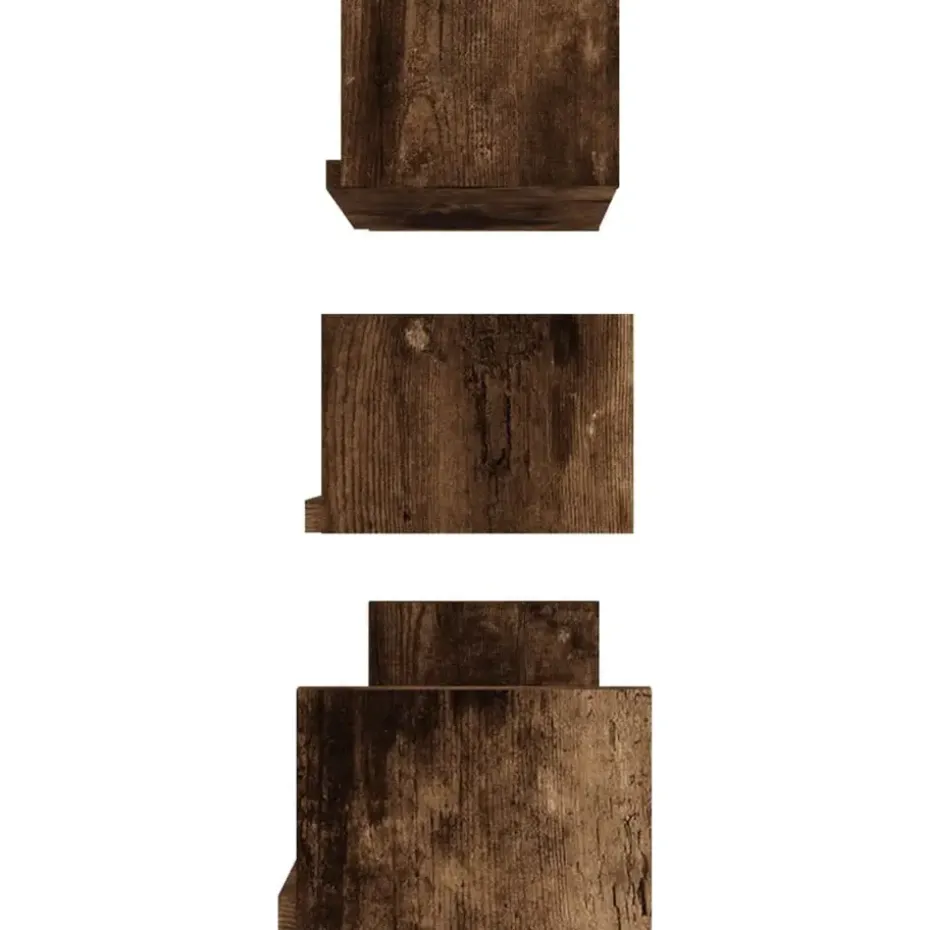 vidaXL - Wandschap - Bruin - Bewerkt hout - 60 x 15 x 10 cm - 3 stuks