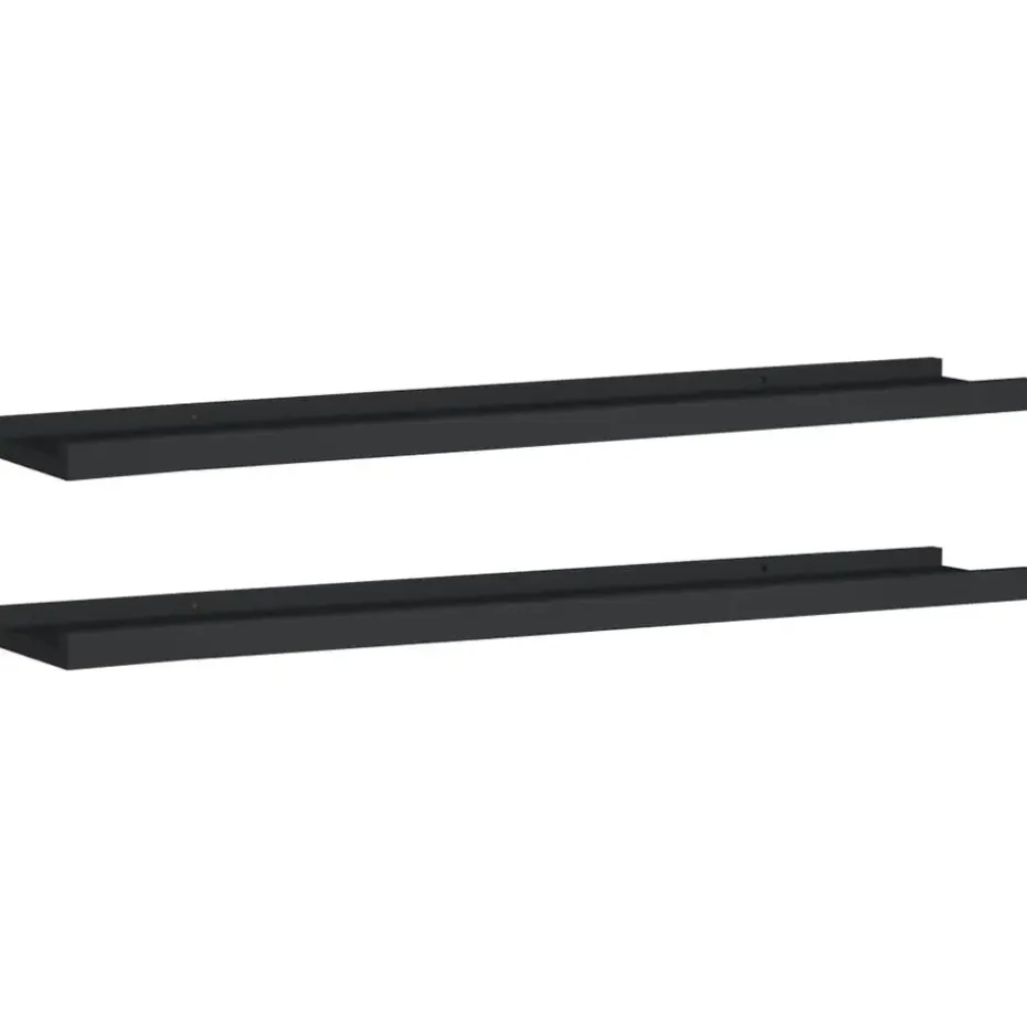 vidaXL - Wandschap - Zwart - MDF - 80 x 9 x 3 cm - 2 stuks